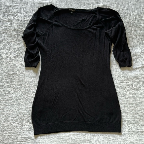 Express Black Fitted Sweater with Cold Shoulder Half Sleeves - Picture 2 of 11